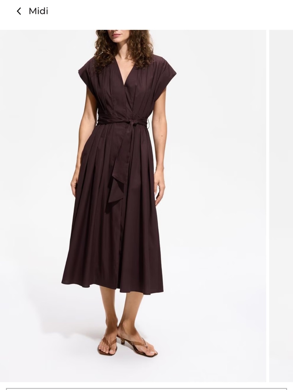 Elegant V-Neck Midi Dress in Chocolate brown